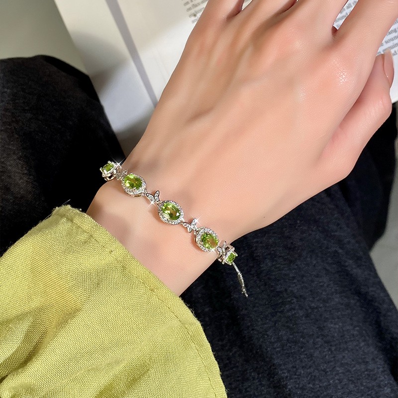 S925 Silver Natural Crystal Butterfly Bracelet