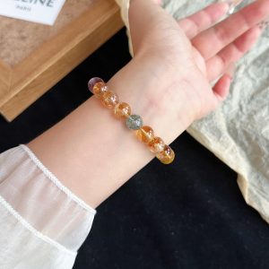 Natural Citrine & Golden Rutilated Quartz Wealth Bracelet