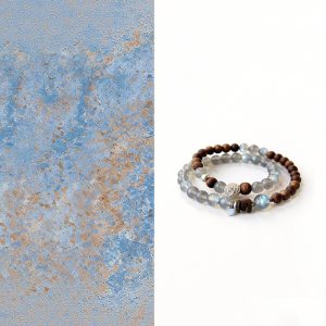 Natural Grey Moonstone & Sandalwood Dual-Layer Bracelet