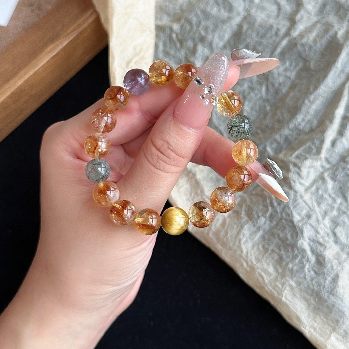 Natural Citrine & Golden Rutilated Quartz Wealth Bracelet - Image 3