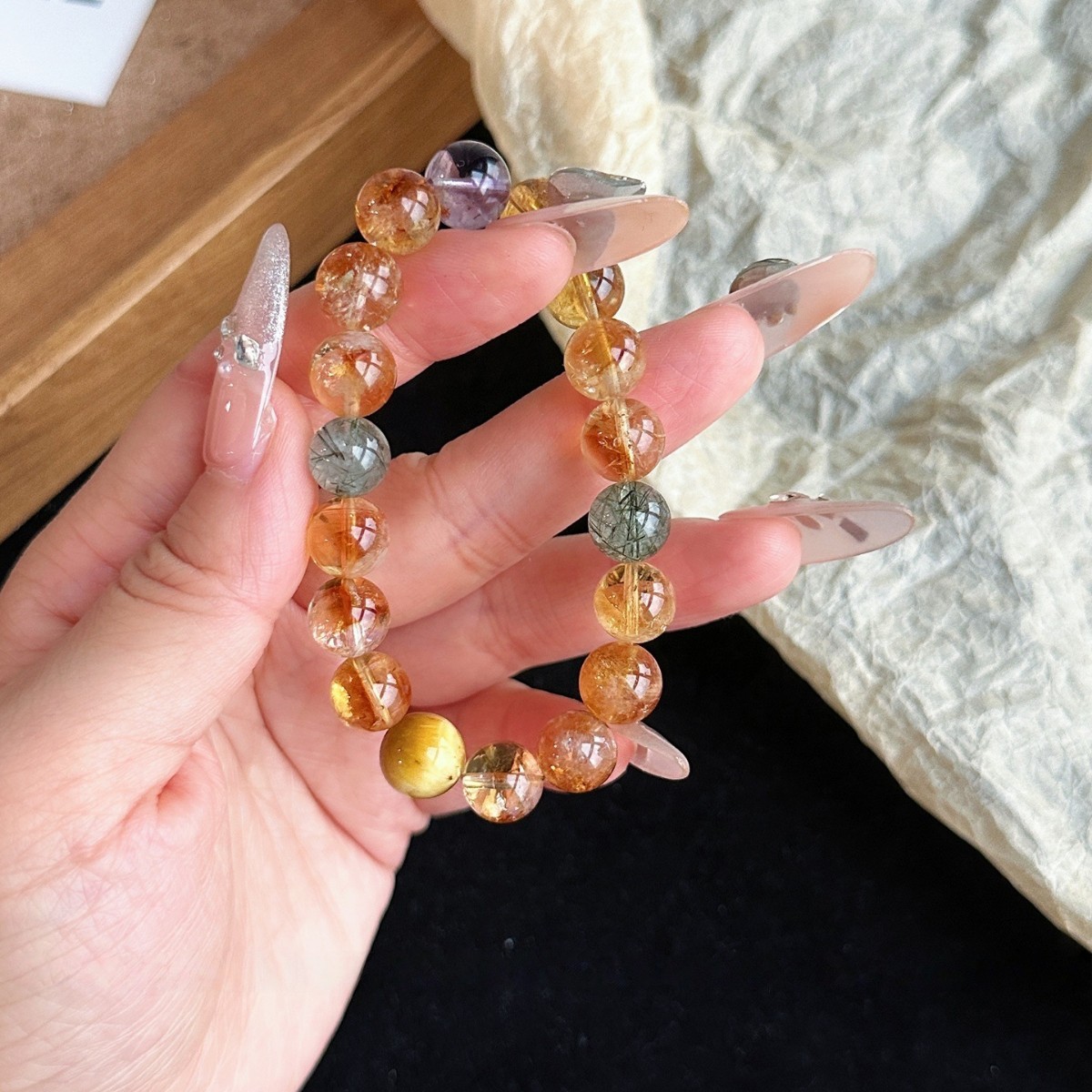 Natural Citrine & Golden Rutilated Quartz Wealth Bracelet - Image 4